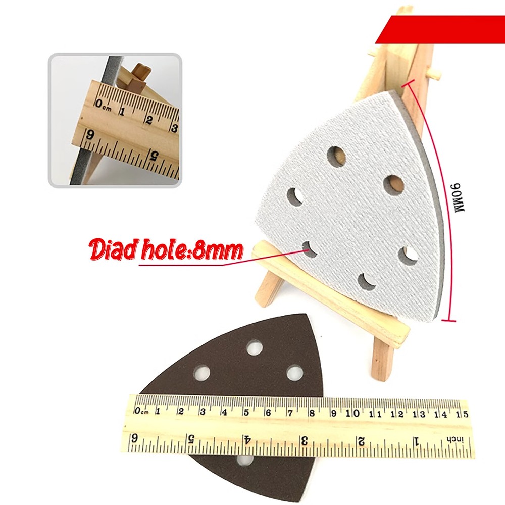 Mouse Sanding Sheets Mouse Palm Sander Sandpaper 6 Hole Triangle Sandpaper 90mm