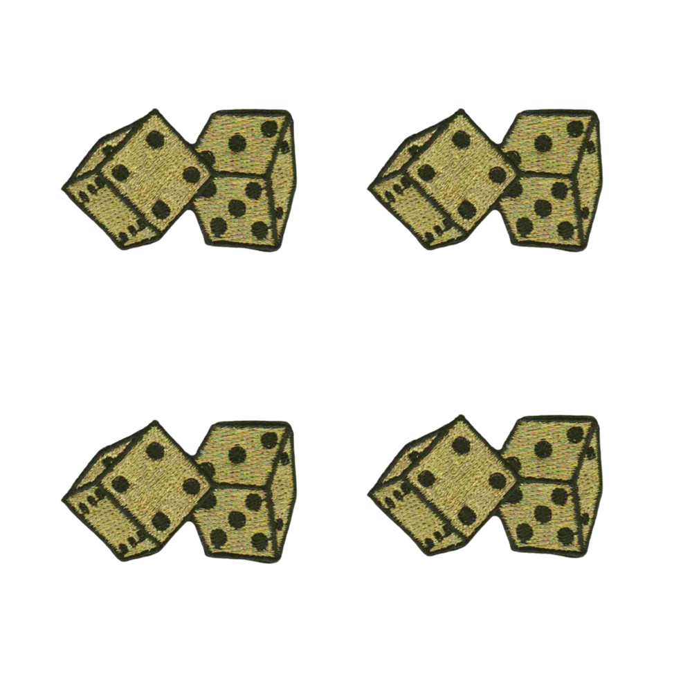 Double Dice Gambling (4-PAck)Iron On Patch: Red & Gold