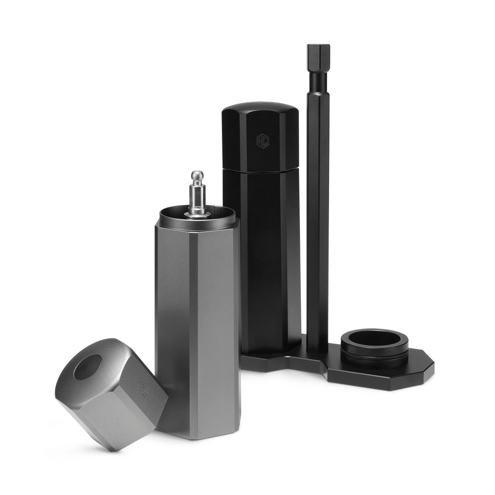 HexClad HexMill Tabletop Salt and Pepper Grinder Set with Stand, 10 Adjustable