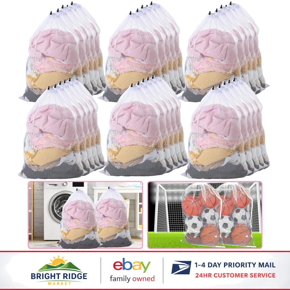 Large Mesh Laundry Bags with Secure Closure, 30 Count for Efficient Laundry Care