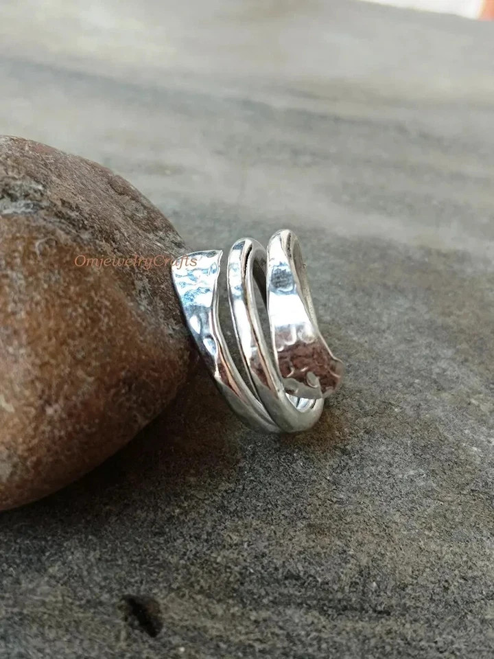 Solid 925 Sterling Silver, Wrap Ring, Arthritis Thumb Ring, Adjustable All size