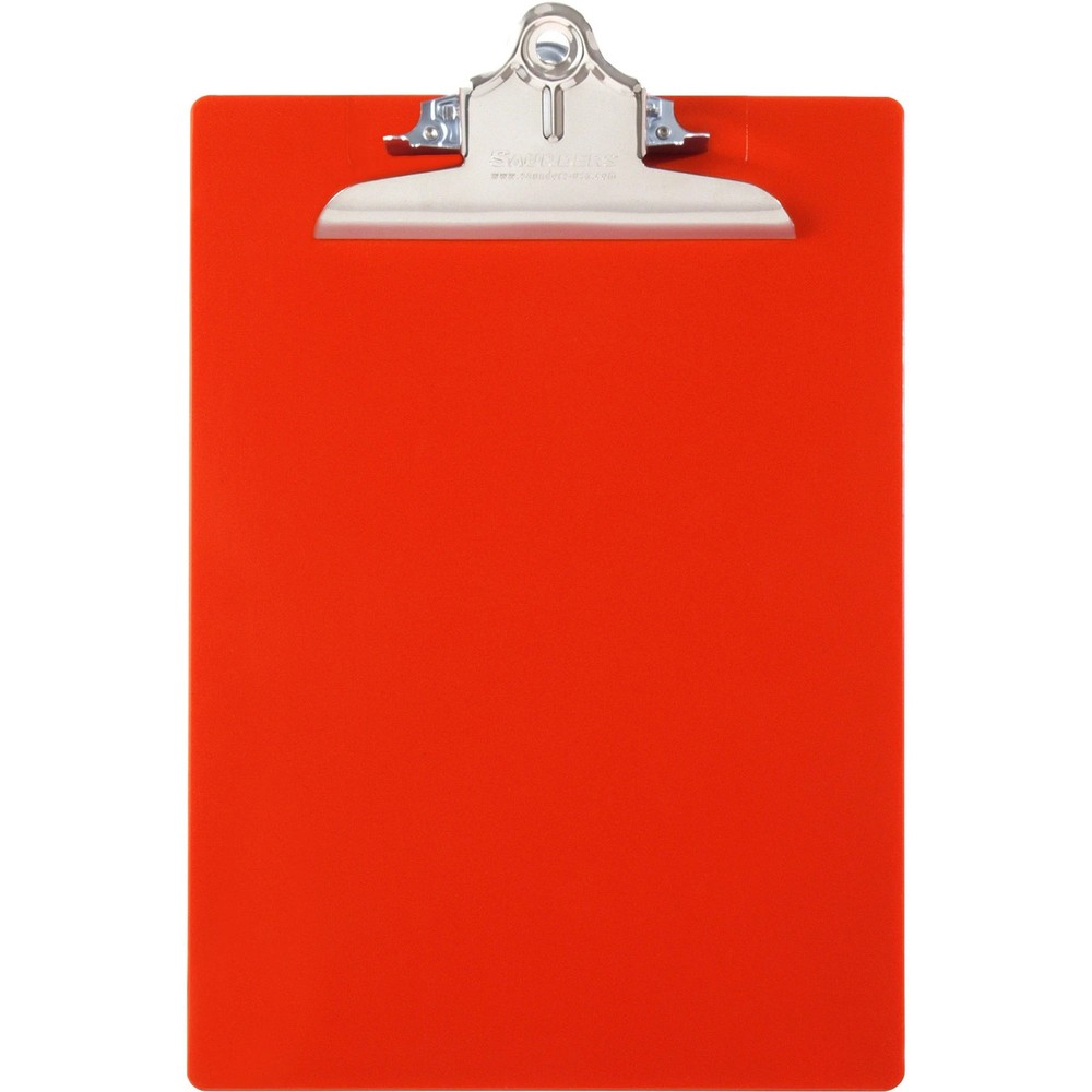 Saunders Plastic Clipboard, 8 1/2" x 12", Red