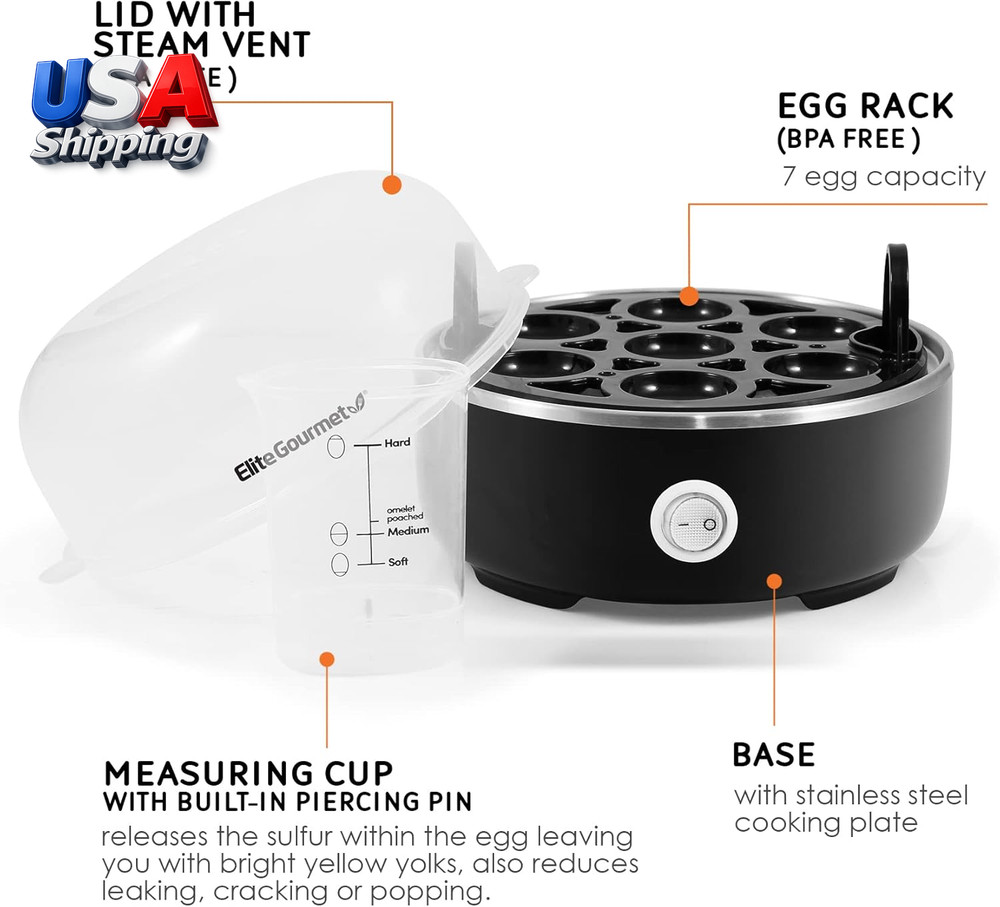 EGC115B Easy Egg Cooker Electric 7-Egg Capacity, Soft, Medium, Hard-Boiled Egg C