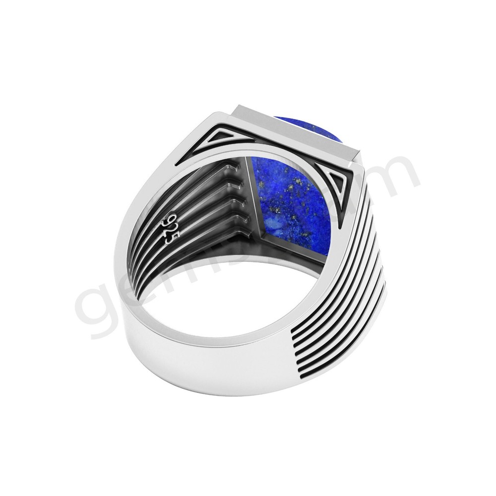 Men's Lapis Lazuli Gemstone Ring Sterling Silver Holiday Statement Piece