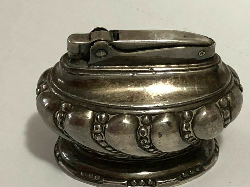 Vintage Ronson Cigarette Cigar Table Lighter Crown Silverplated Patina Untested