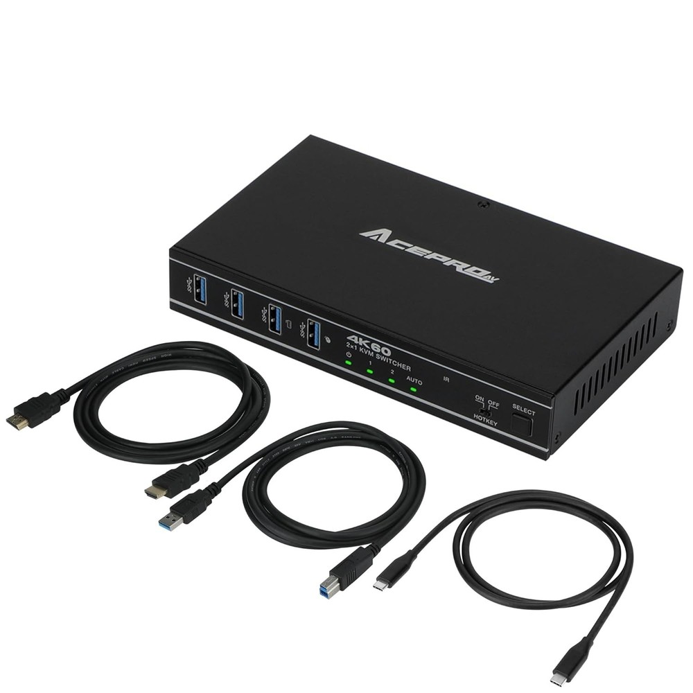 *NEW* 2x1 USB-C 4K60Hz KVM Switch with PD Pass-Through Selector for 2 Computers
