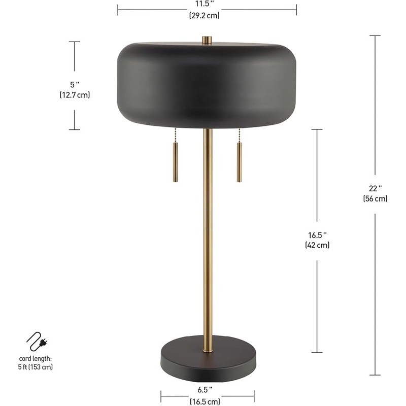 Industrial Table Lamp Dual Pull Chains E26 Base Smart Lighting Solution New