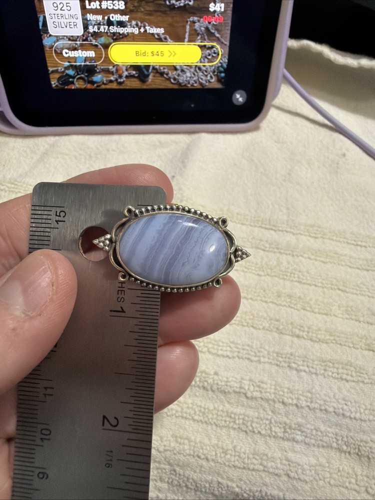Blue Lace Agate Ring Size 10 Wt 7.9 Grams nwt