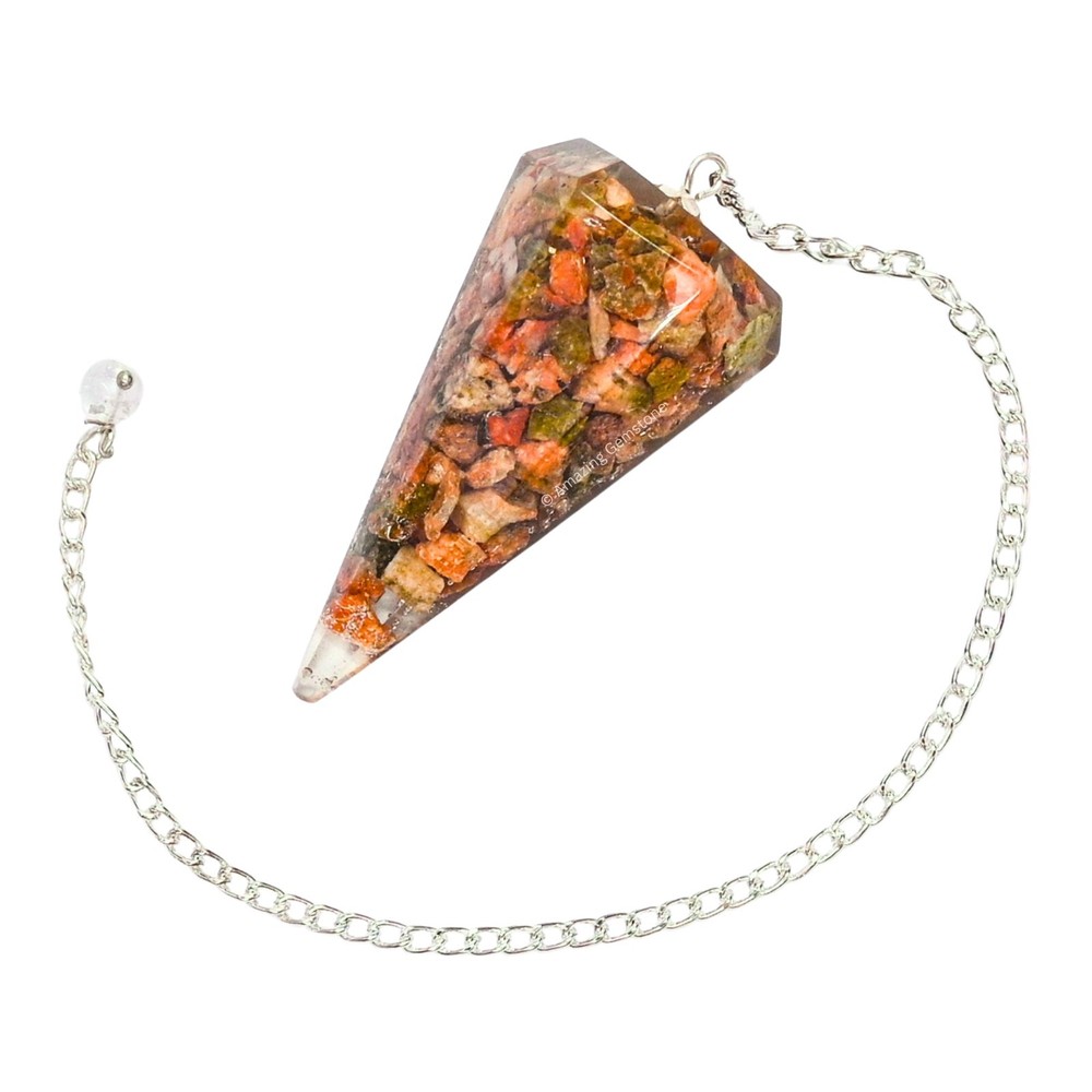 Unakite Orgone Crystal Pendulums