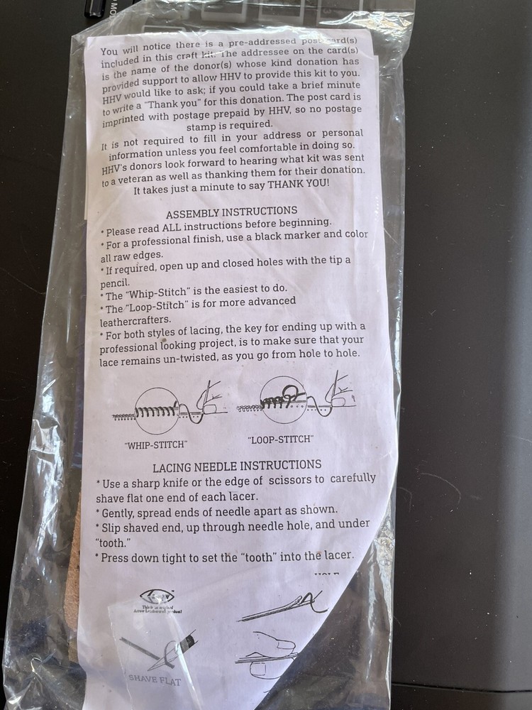 Help Heal Veterans Leather Basic Billfold Wallet Therapeutic Craft Kit 1041