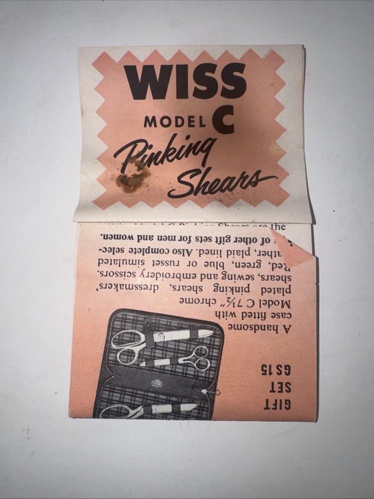 Vintage 9" Wiss Model CC9 Pinking Shears (Scissors) w/Box & Instructions