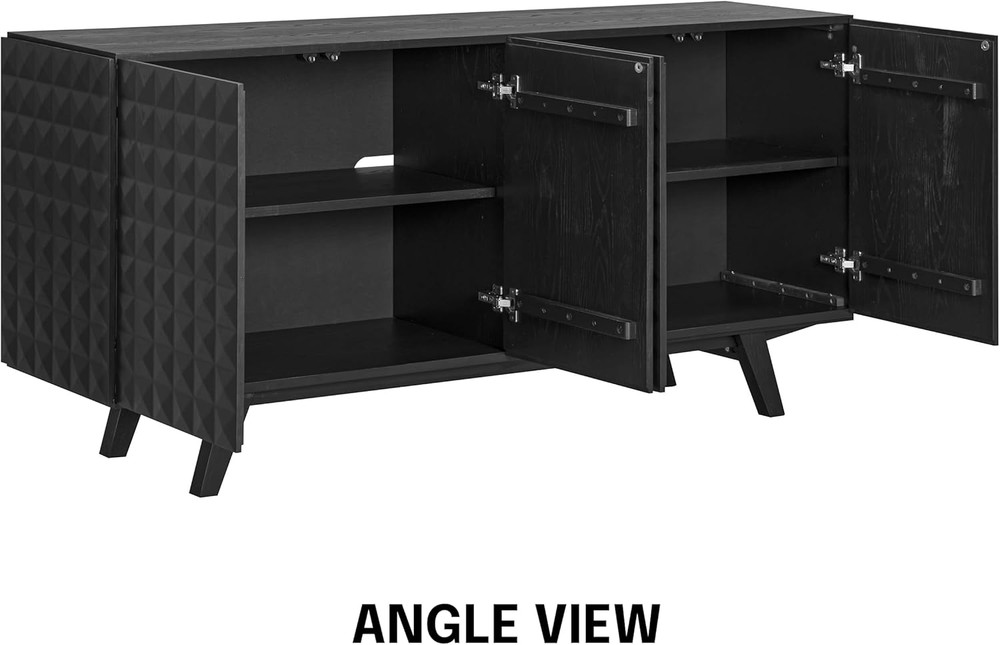 Mid-Century Modern Solid Wood Sideboard Buffet Cabinet in Burnt Black