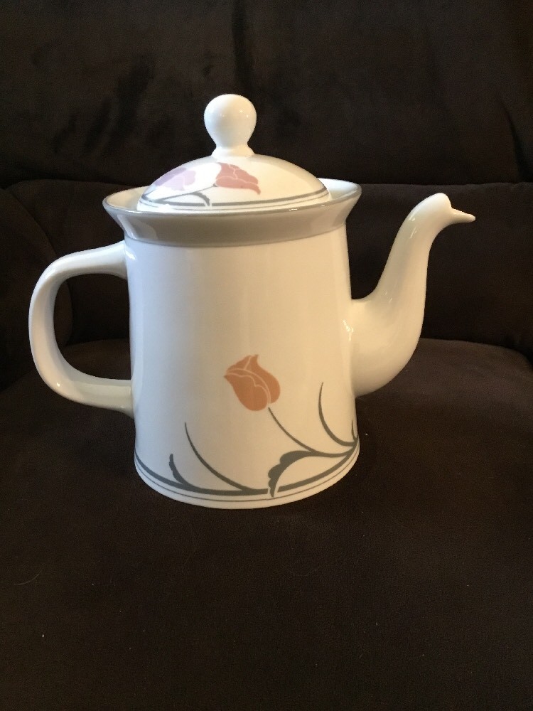 DANSK BELLES FLEUR GRAY 6 CUP COFFEE POT EUC