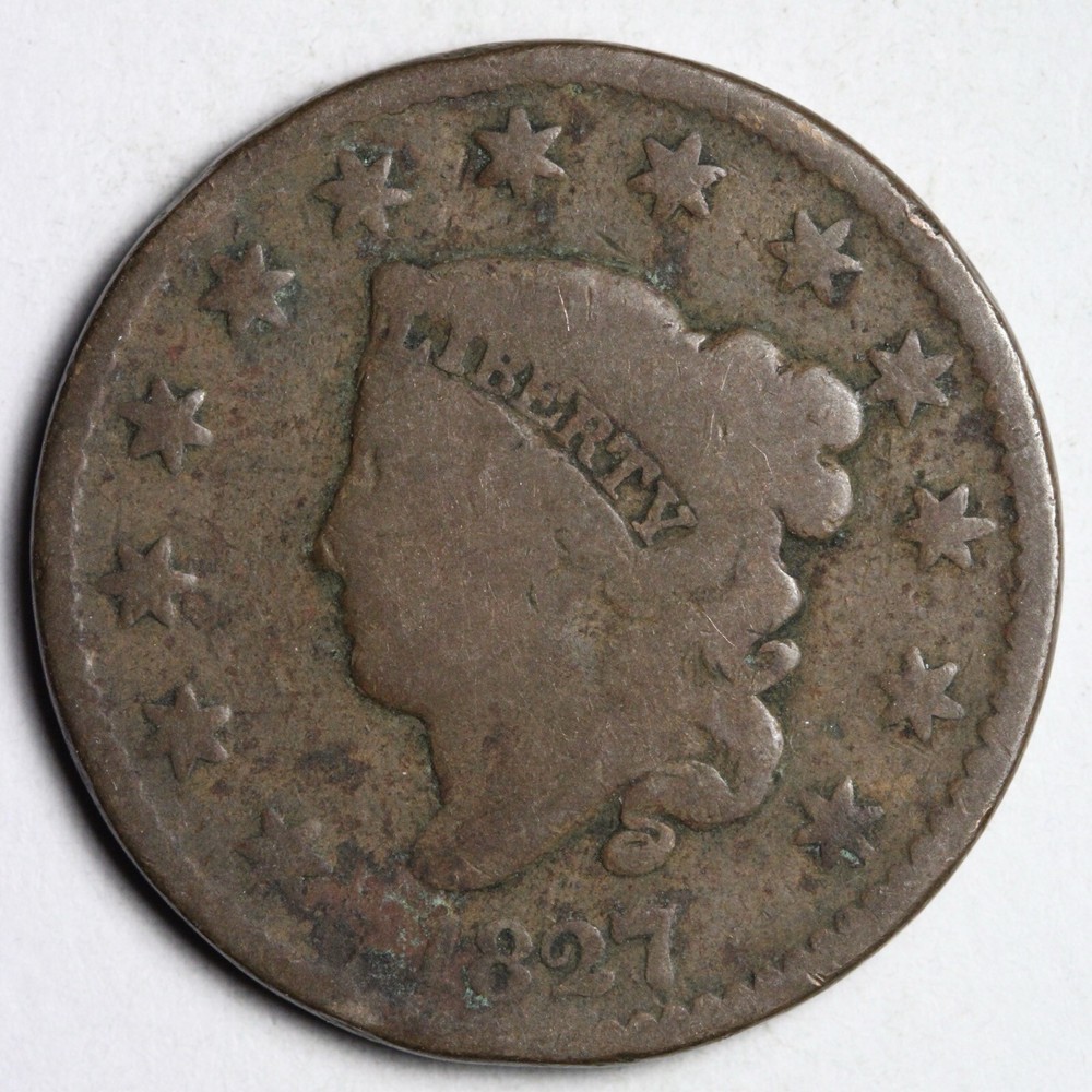 1827 Coronet Head Large Cent CHOICE VG E114 TSCQ