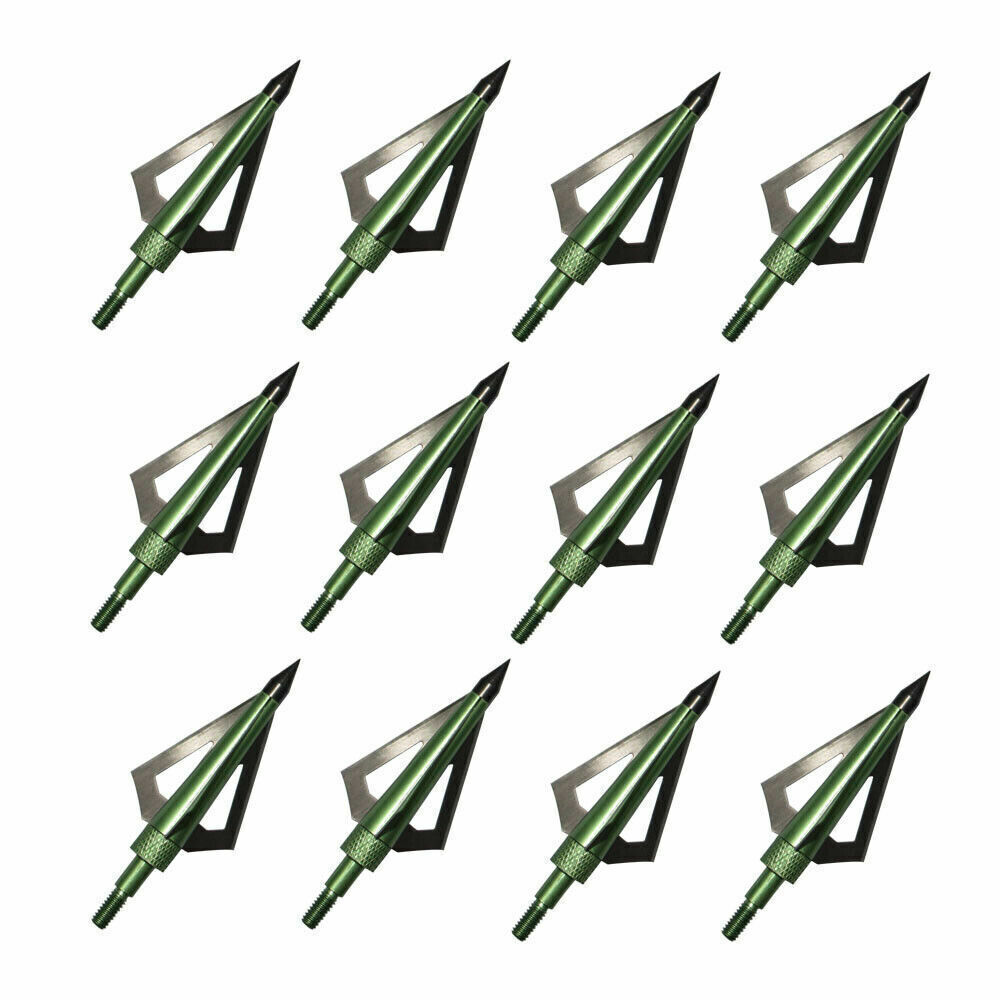 12pcs 3 Fixed Blade Hunting Broadheads 125Grain Compound Crossbow Tips With Case