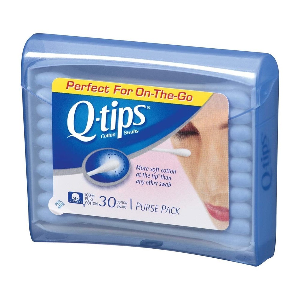 Q-tips Swabs Purse Pack 30 Each (Pack of 2)
