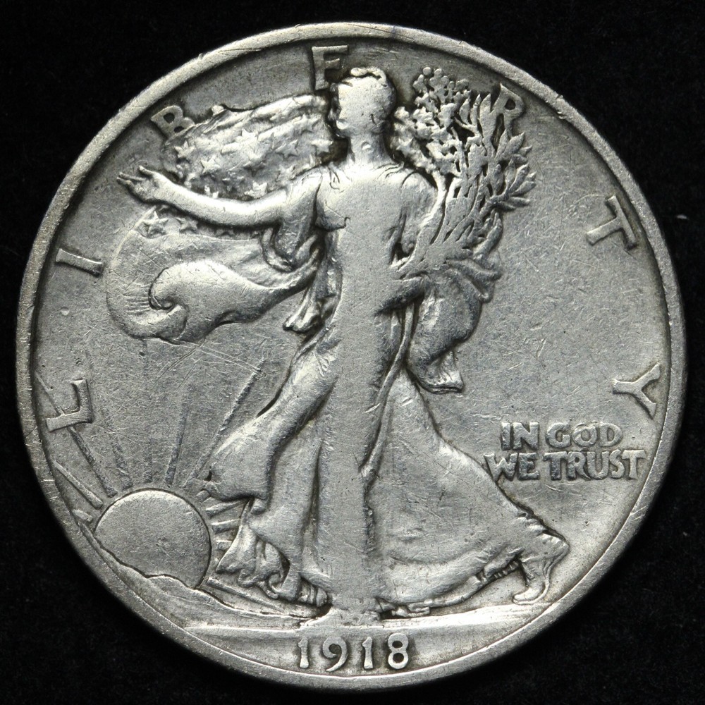 1918-S Walking Liberty Silver Half Dollar CHOICE VF+ E403 QCM