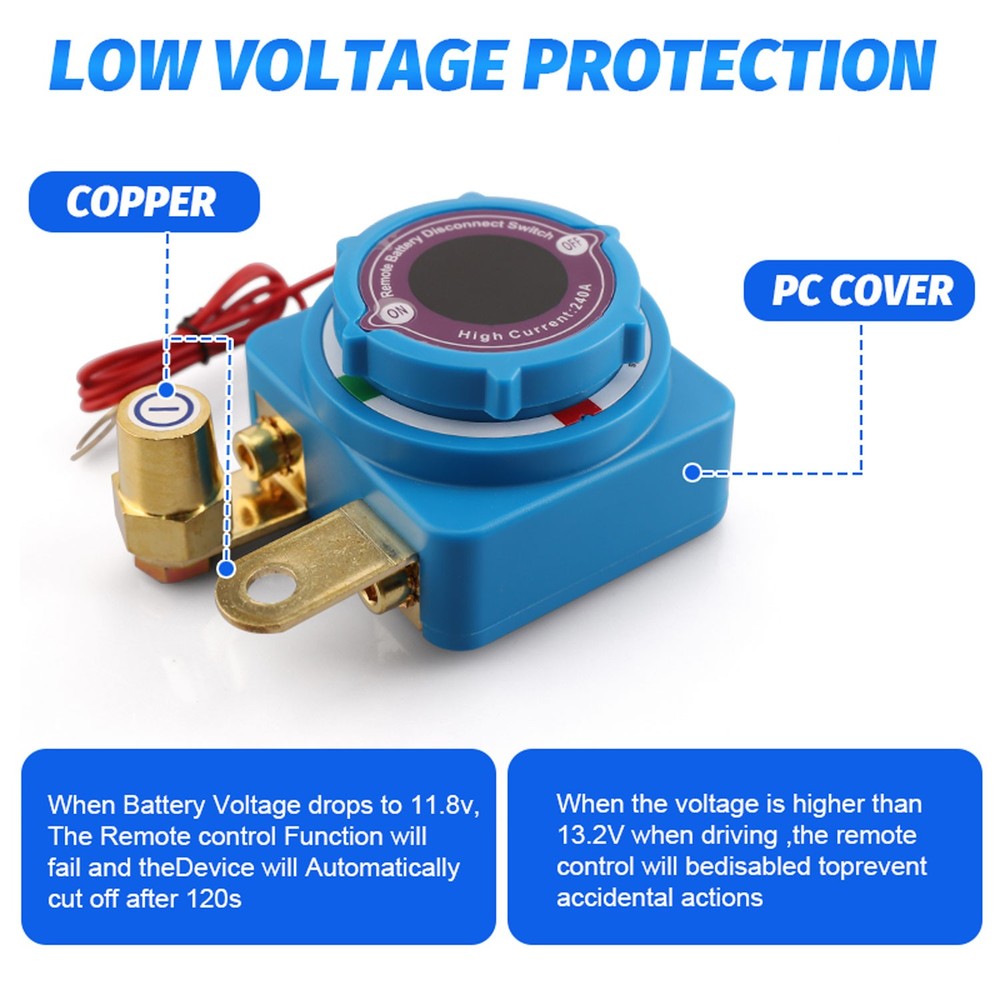 Remote Battery Disconnect Switch 12V/24V 240A Kill Switch LED Voltmeter Display