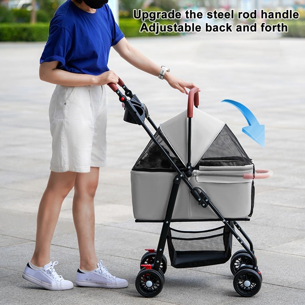 Pet Stroller for Medium Small Dogs/Cats - 4 Wheels Foldable Dog Stroller with...
