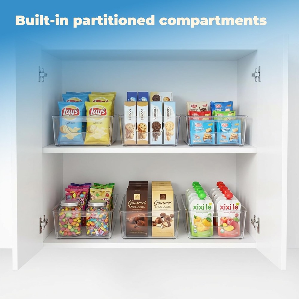 Stowgo 6 Pack Pantry Organizers and Storage, Clear Plastic with 6pack,