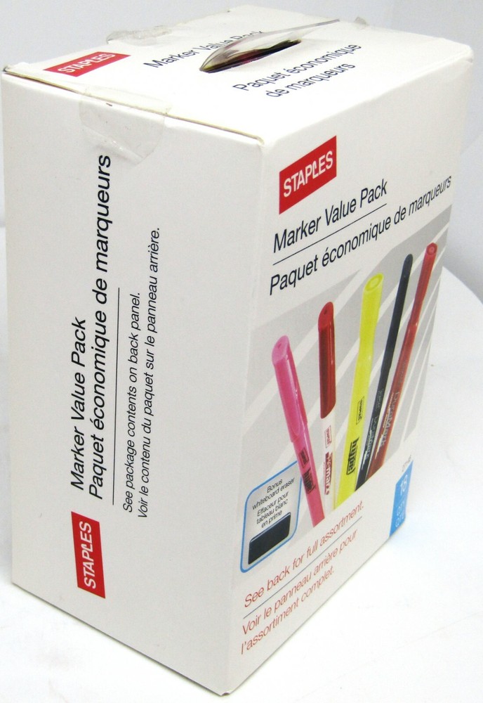 Staples 27146 Assorted Value Pack Permanent Markers, 18 Ct .