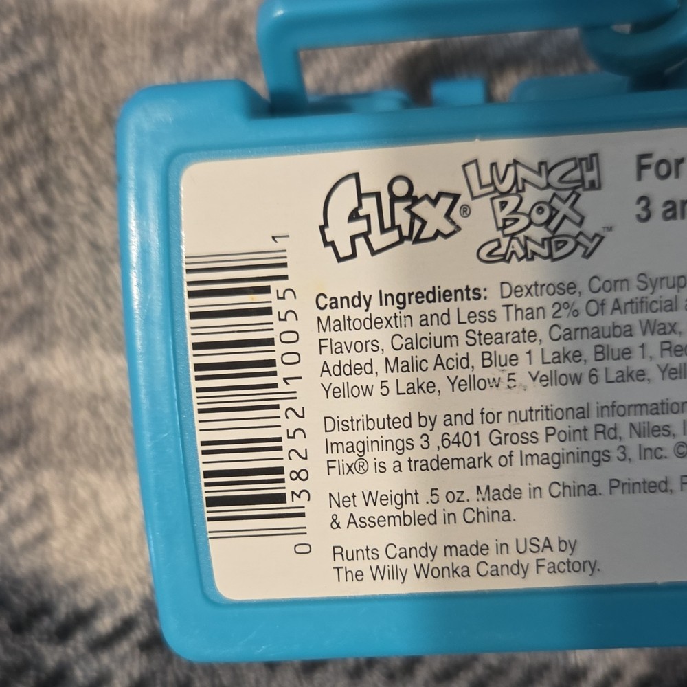Flix Lunch Box Candy Container Taz Tasmanian Devil Warner Bros 1999 Blue