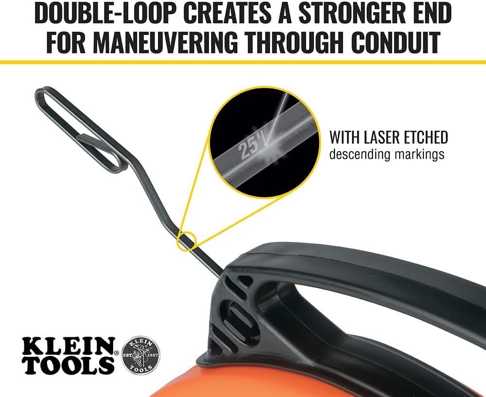 Steel Fish Tape 50ft Double Loop Tip