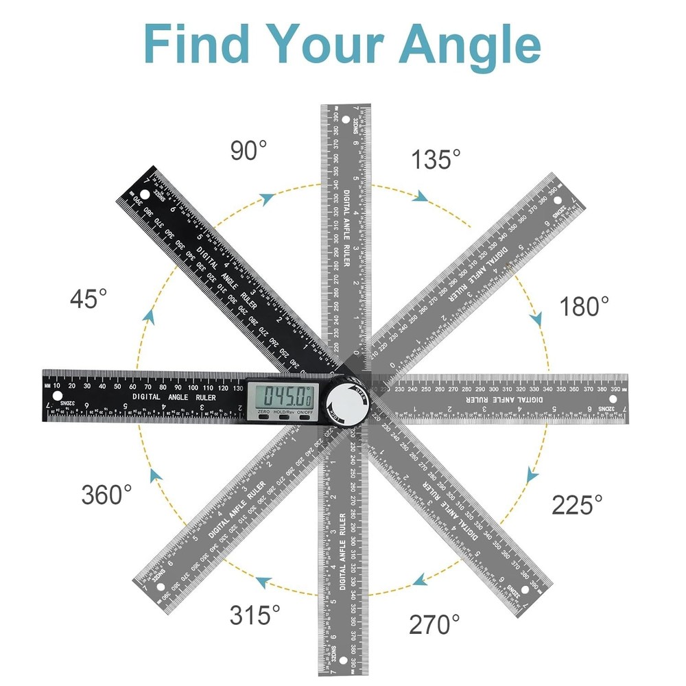 Third Generation Protractor Angle Finder, Digital Angle Ruler with 7inch/200mm