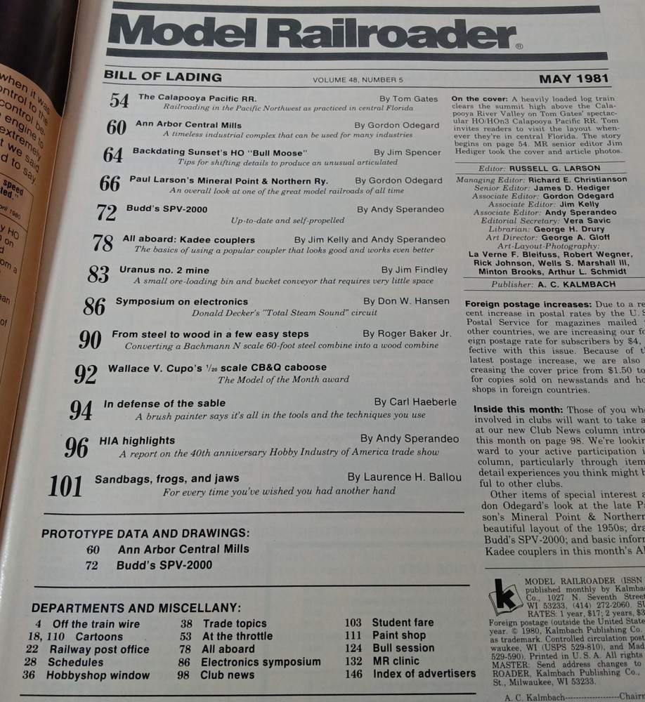 Model Railroader Magazine (May, 1981)