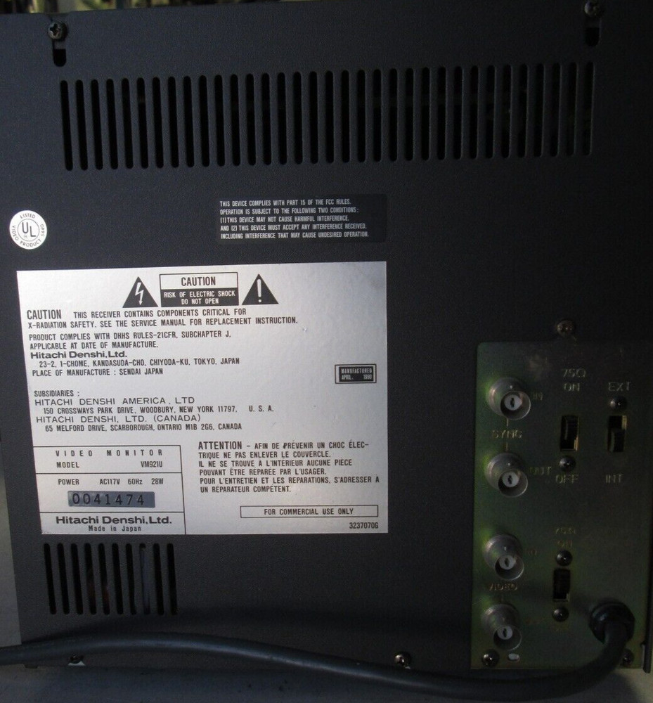 Video display with target graticules Hitachi VM921U Inspection, target alignment