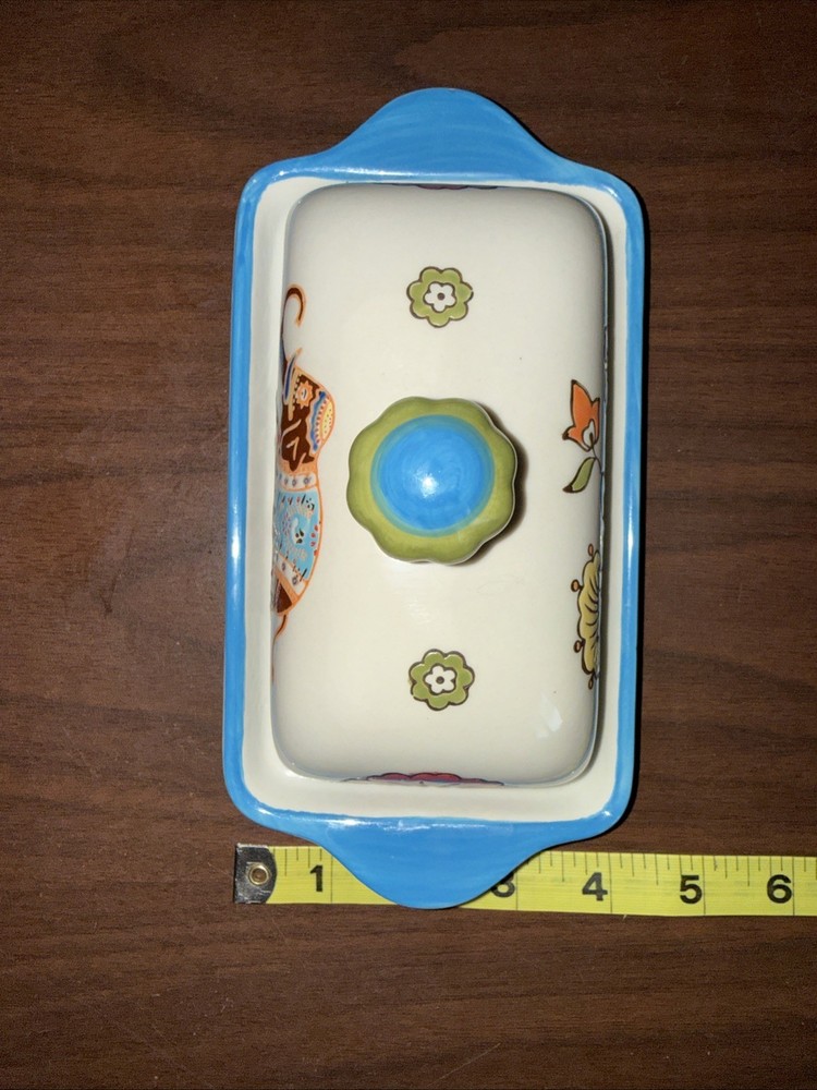 Dutch Wax Elephant Painted Butter Dish