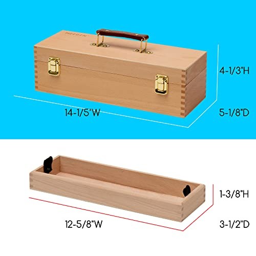 Medium Art Supply Storage Box - Multi-Function Solid Beech Wooden Small