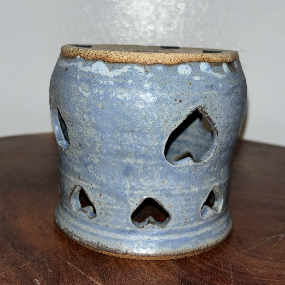 Handmade Stoneware Heart Luminary Signed “Pearl”