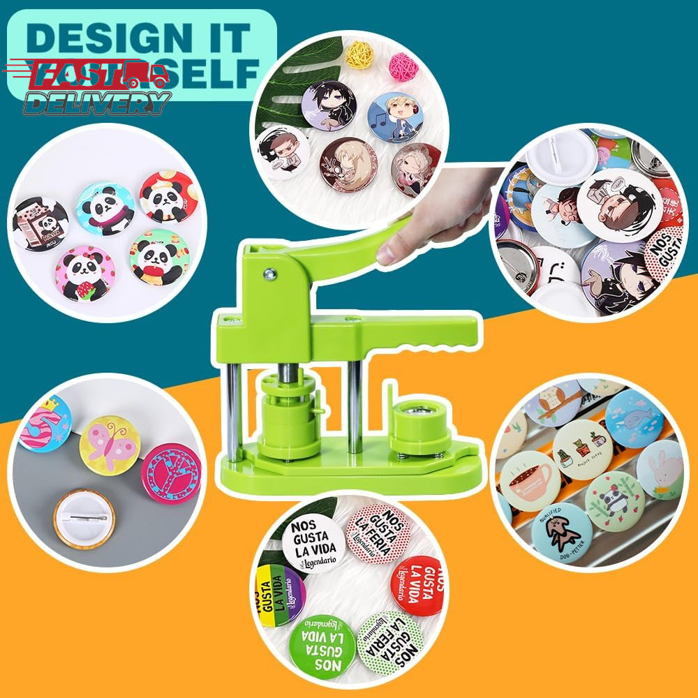 Button Maker Machine, (3Rd Gen) Installation-Free 25Mm(1 In) DIY Pin Button Make