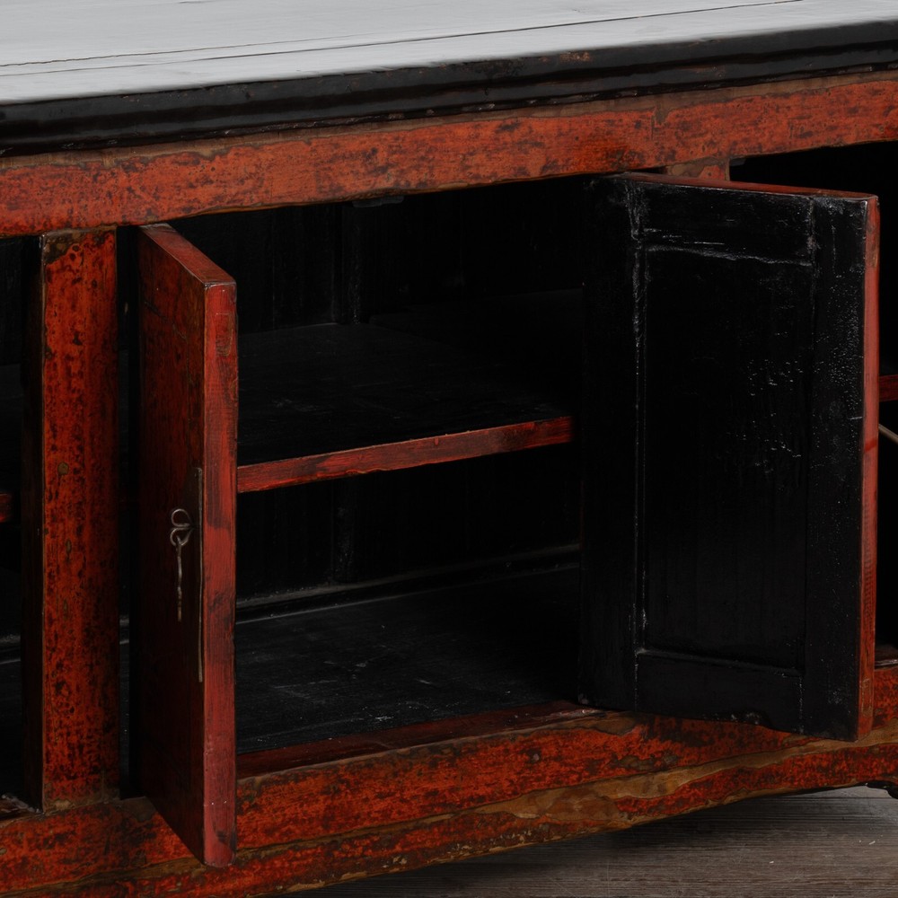 Small Red Chinese Console Sideboard, circa 1880