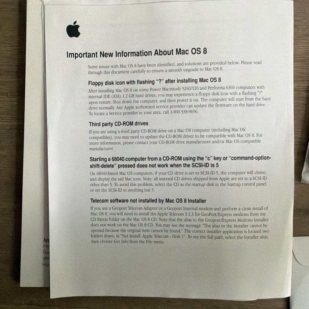 Vintage Apple Mac OS 8 Original Software Manual PC Computer Disk (Complete)