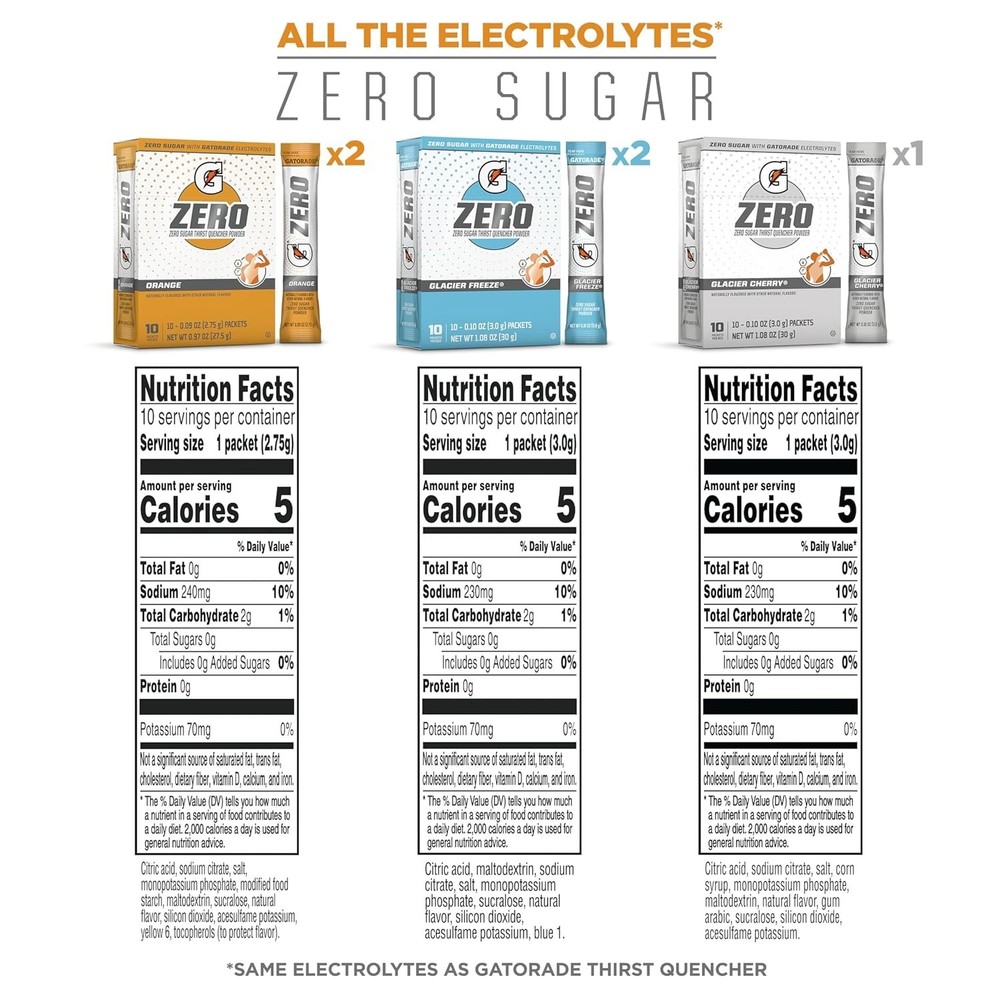 Gatorade Zero Powder Pack - 50 Sticks, Glacier Cherry/