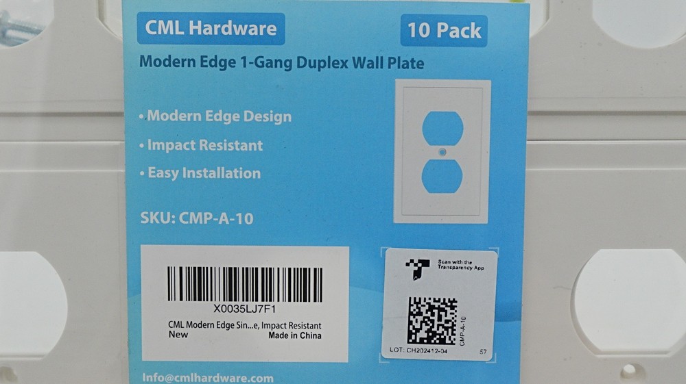 10-Pack CML Modern Edge Framed Single Duplex Impact Resistant Switch Wall Plate