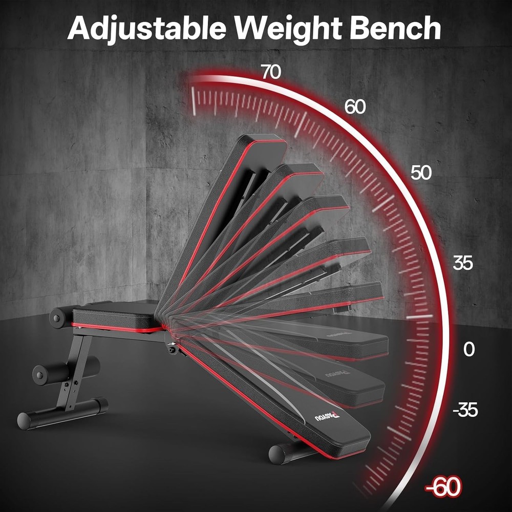 Adjustable Weight Bench 660 lb Capacity - Foldable for Comfortable Home Workouts