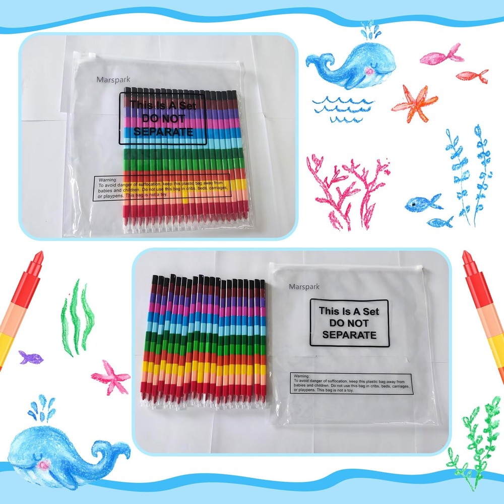 20 Pcs Stackable Crayons Stacking Buildable Crayons Colorful Stackable Pencils