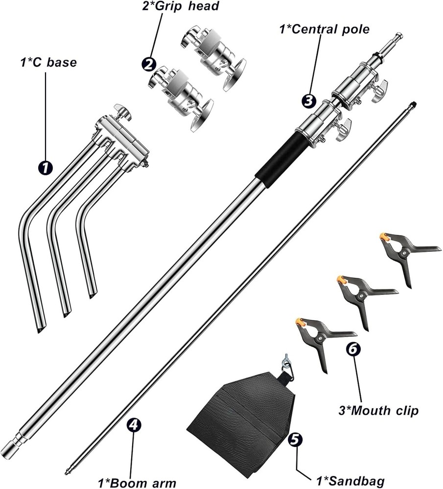 Professional C Stand for Lighting, 10.5ft Adjustable Height and Strong Design
