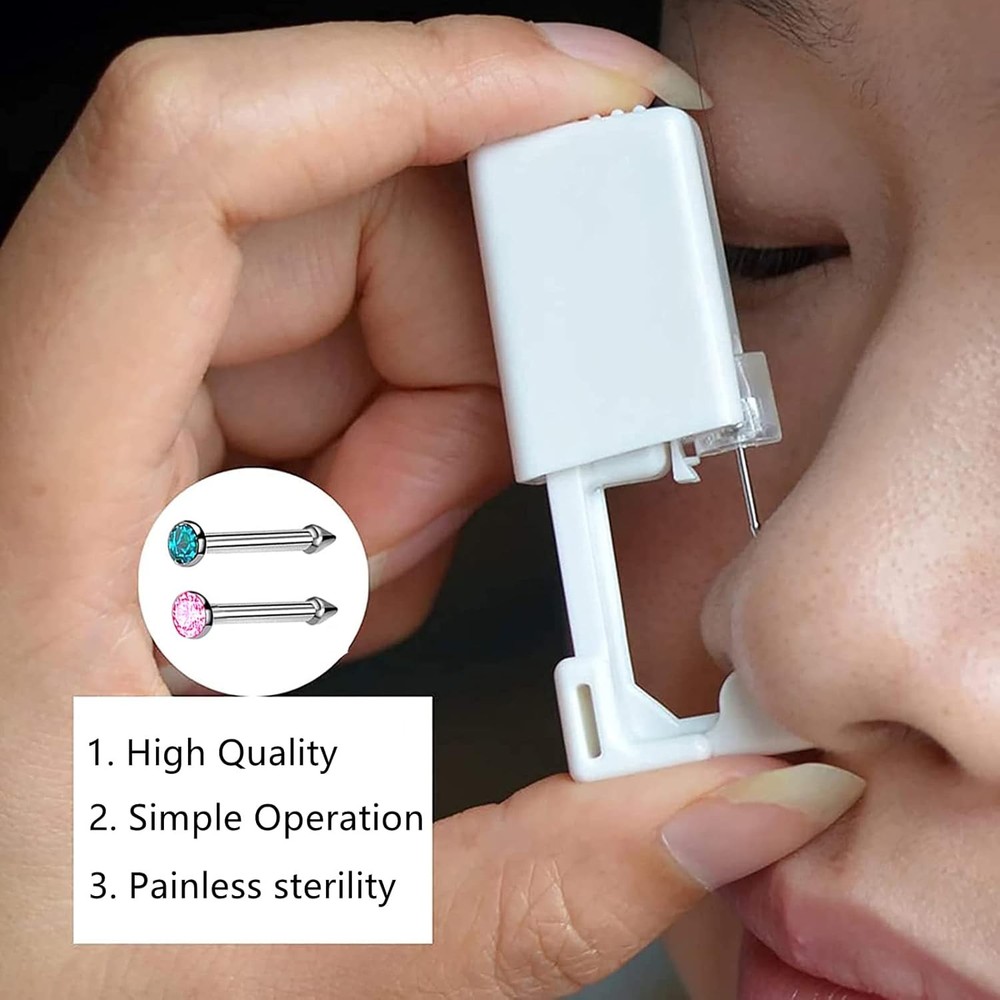 Disposable Nose Piercing Gun Kit with Rings