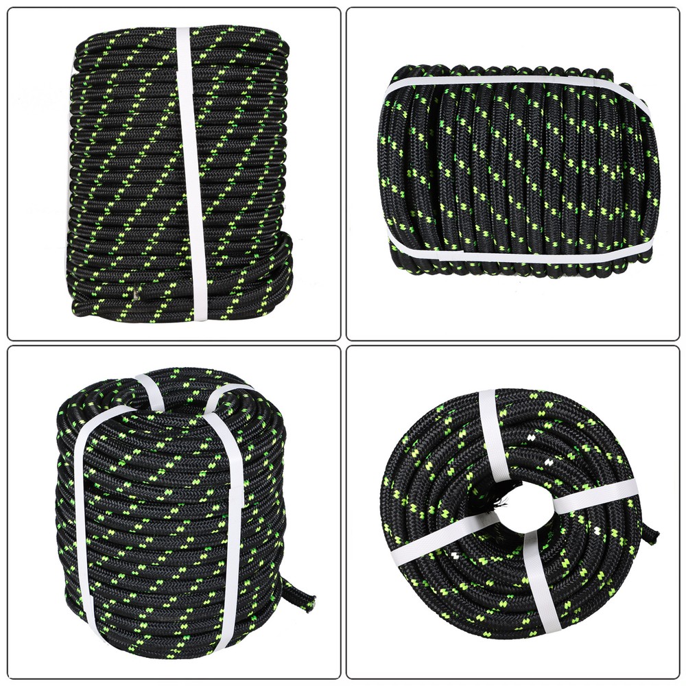 1/2" × 100' Double Braid Polyester Rope 6180Lbs Breaking Strength Bull Rope