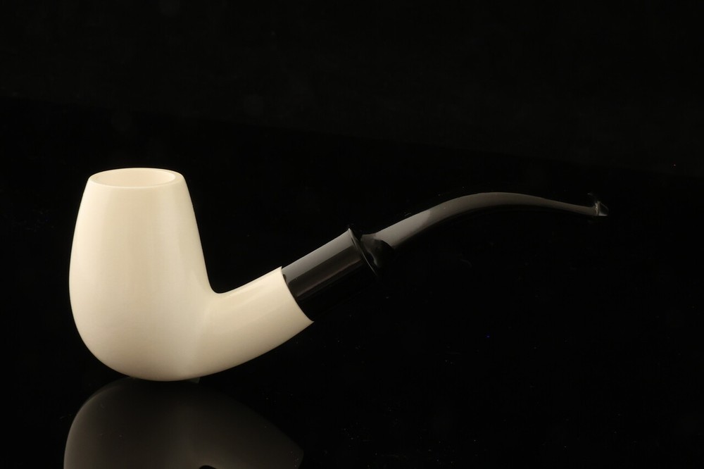 Bent Billiard Block Meerschaum Pipe with custom case 13990