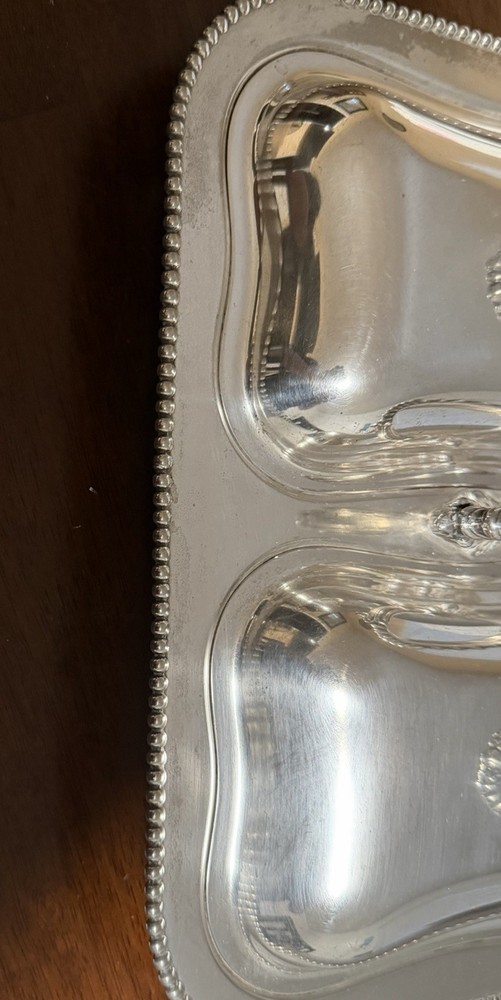 Doubled Vintage Silverplate Lidded Footed Chafing Dish or Server 