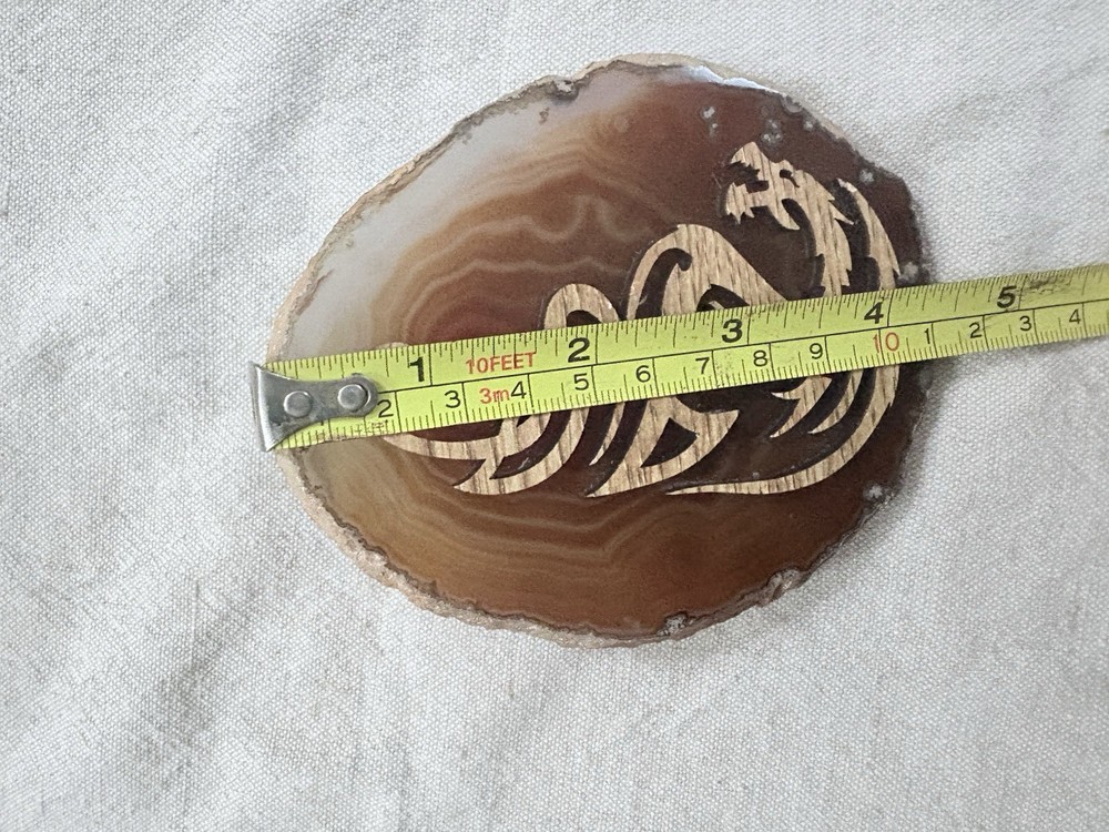 Agate Slice With Silhouette Laser Cut Dragon Night Light Pre-Owned