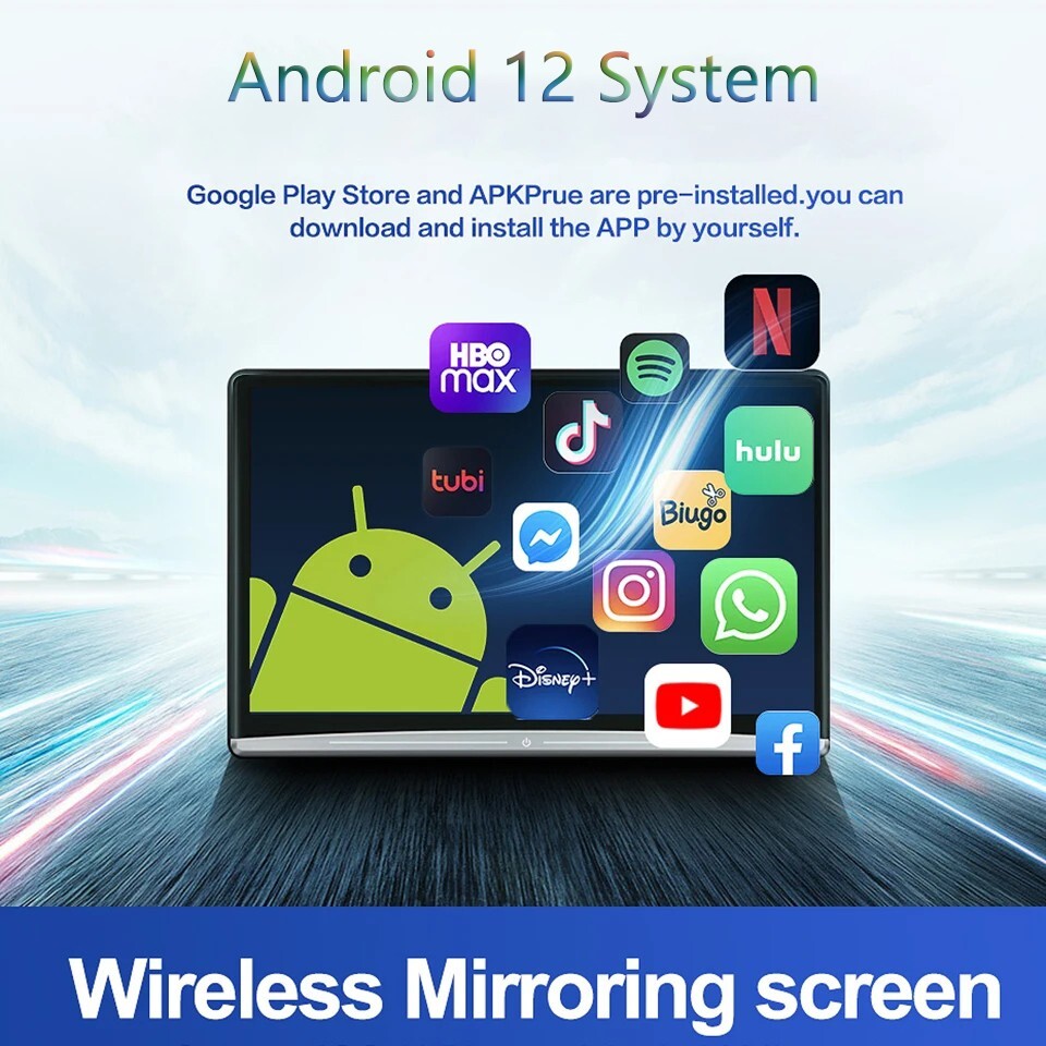 Rear Seat Entertainment For Dodge Wifi Bluetooth Android HDMI Mirroring Screen