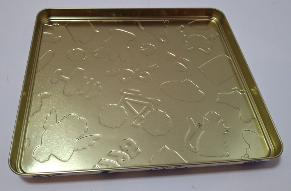 Levian Bakery Embossed Tin Container w/Lid 30th Anniversary Blue & White Empty