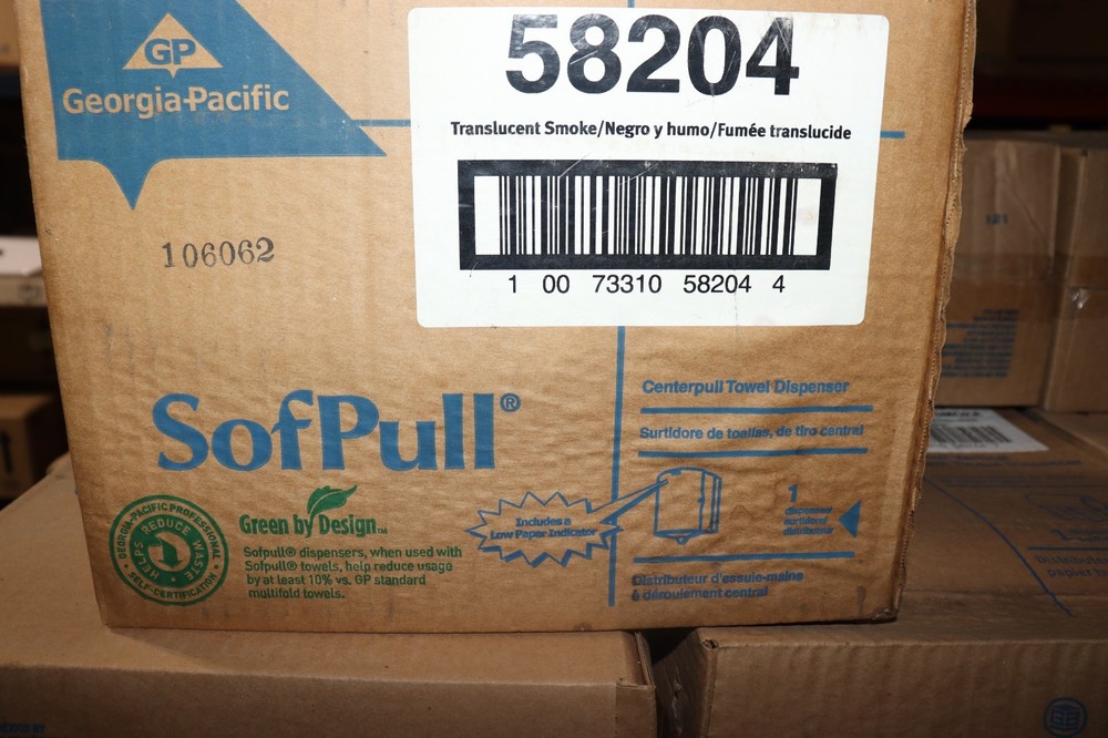 Georgia-Pacific 58204 SofPull Centerpull Paper Towel Dispenser Translucent Smoke