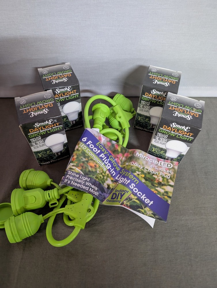 Miracle LED 6 Foot 4 Socket Easy Grow System With Daylight Spectrum Bulbs